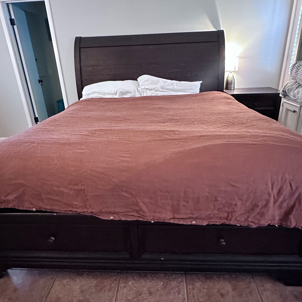 The Citizenry 100% French Linen Duvet Cover Terracotta Colored King B35 - Picture 9 of 13